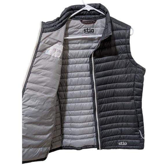 Stio Pinion Down Vest with Cisco and ONEX logos Women's L - Magnet Gray - Picture 5 of 9